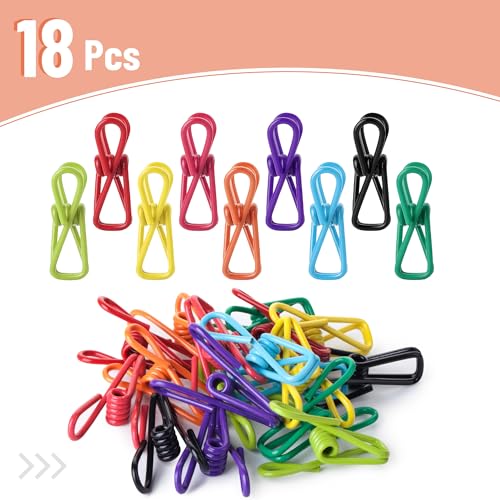 Vibrant Mr. Pen PVC-Coated Utility Clips 2 Inch, 18 Pack, Colorful