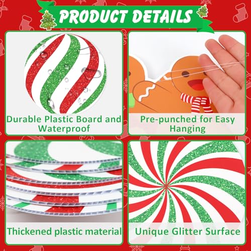 18 Pcs Candy Gingerbread Christmas Decorations Outdoor Hanging Yard Ornaments