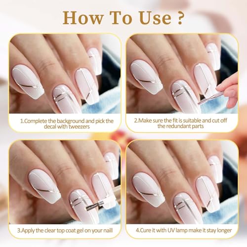 Metallic Nail Art Striping Tape Stickers - 7 Sheets Gold & Silver DIY