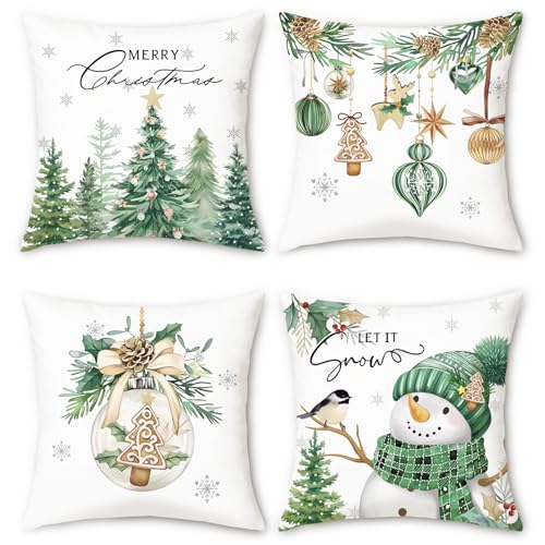Christmas Throw Pillow Covers Set of 4 - 18x18 Inch Velvet Decor
