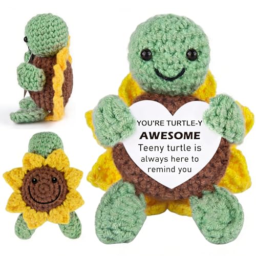 Positive Turtle Gifts for Women & Men - Handmade Crochet Turtle