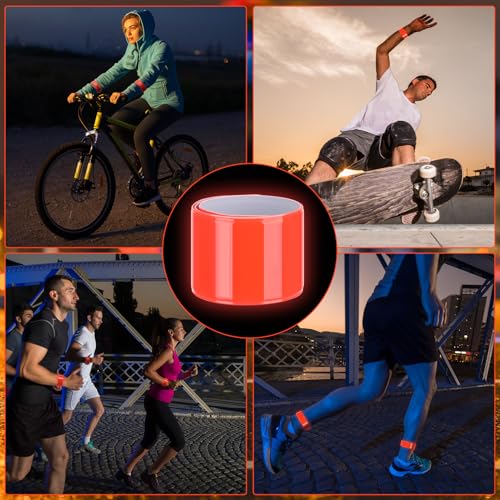 20 Pcs Reflector Snap Bands Fluorescent Slap Armbands High Visibility Slap Reflector Strips Safety Bands for Children Adults Boys and Girls When Cycling Running Hiking Jogging