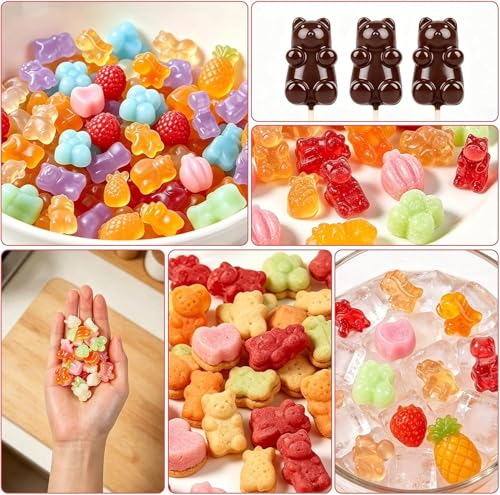 CAKETIME Silicone Gummy Candy Molds Set - Fruit, Bear & Dinosaur Shapes