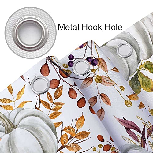Boho Fall Pumpkin Shower Curtain, Rustic Floral Farmhouse Bath Decor 70x70