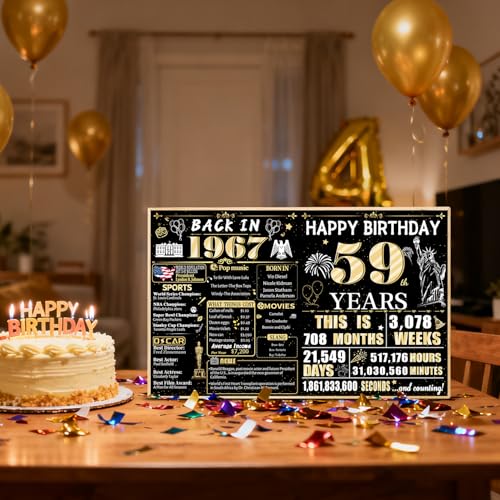 59th Jumbo Birthday Card - Giant 1967 Retro Signatures Gift for Men and Women