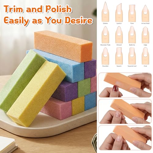 12 Pcs Nail Buffer Blocks 4-Sided Multicolor Sponge Files for Acrylic & Natural Nails