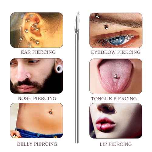 WOLAYI 40PCS Mixed Body Piercing Needles Sterile Stainless Steel Assorted Sizes