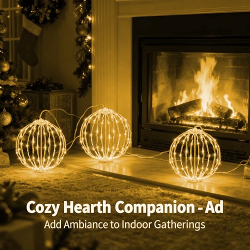 Foldable 12-Inch Christmas Light Balls Set of 3 - Warm White Holiday Decor