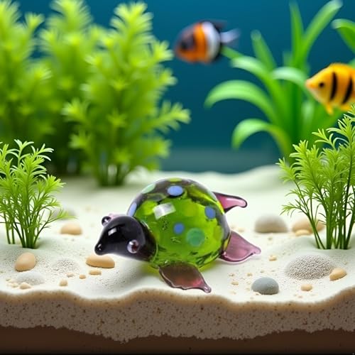 Hand Blown Glass Turtle Figurine - Miniature Tortoise Statue for Home Decor