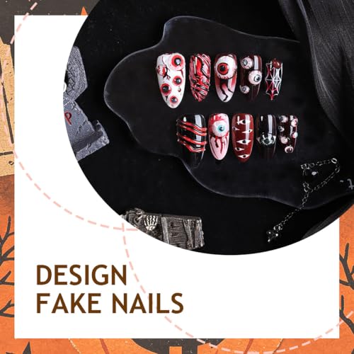 Halloween Press on Nails Medium Almond Fake Nails with 3D Bloody Eyeballs