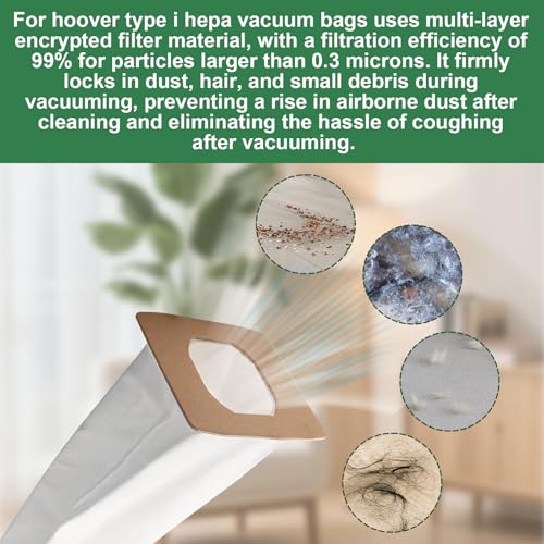 Type I HEPA Vacuum Bags for Hoover Vacuum Cleaners - 5 Pack