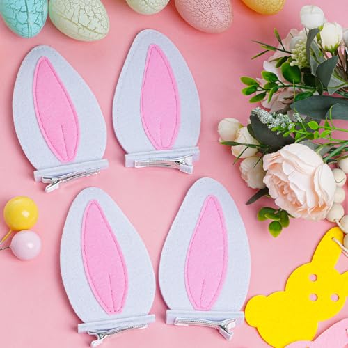 Sucrain White Bunny Ears Hair Clips 4-Piece Easter Costume Accessories