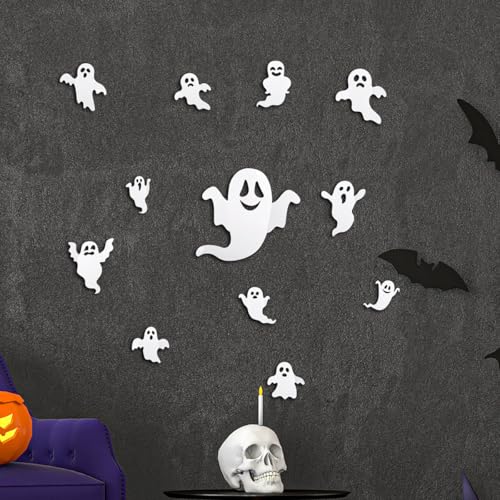 24pcs 3D Ghost Wall Stickers - Reusable Halloween Decor