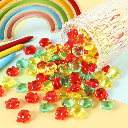 60pcs Mini Artificial Apples - Red, Yellow, Green Fake Fruits