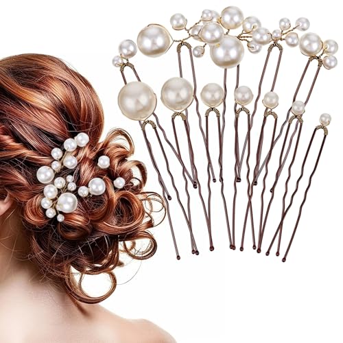 Lusofie 12-Piece Pearl Bobby Pins for Brides and Wedding Hairstyles