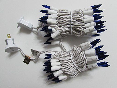 Blue Christmas String Lights 100 Count White Wire Indoor Outdoor Decor