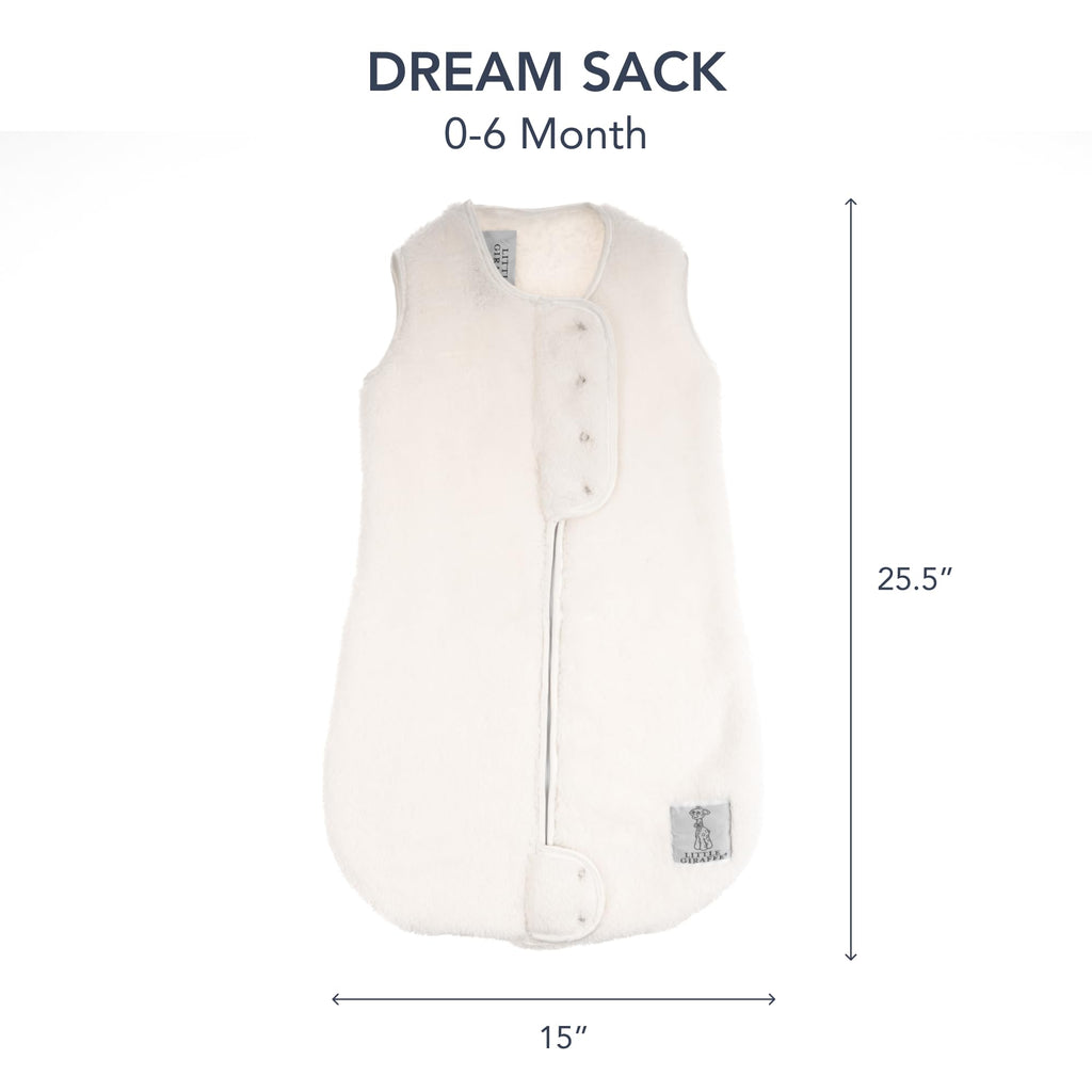 Little Giraffe Chenille Dream Sack, Cream - 1 TOG Sleep Sack 0-6 Months with Double-Zipper Design for Easy Diaper Changes - Ultra-Soft Baby Wearable Blanket with Chin and Zipper Guards