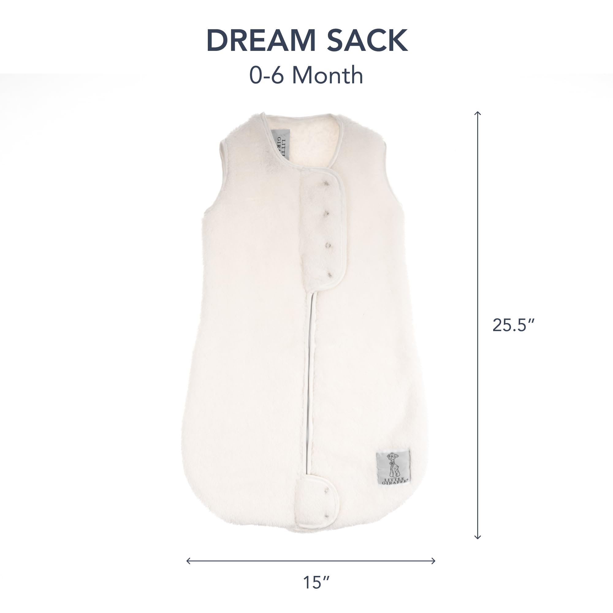 Little Giraffe Chenille Dream Sack, Cream - 1 TOG Sleep Sack 0-6 Months with Double-Zipper Design for Easy Diaper Changes - Ultra-Soft Baby Wearable Blanket with Chin and Zipper Guards