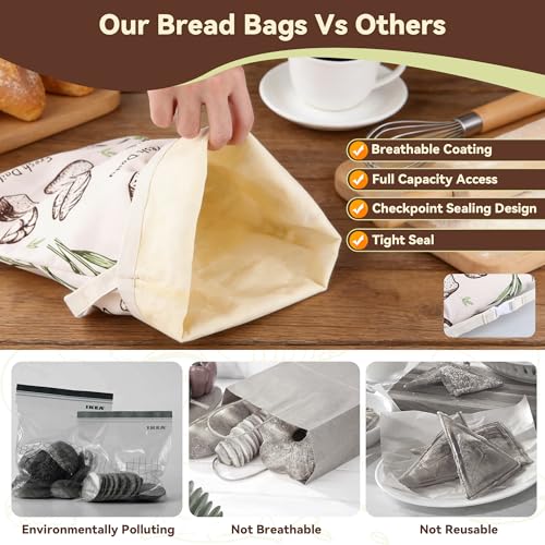 Reusable Beeswax Bread Bags - 2 Pack for Sourdough & Artisan Bread 17x13 In