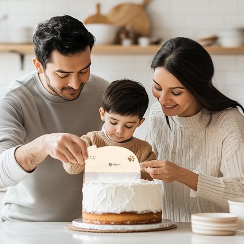 Vinland Cake Smoother Scraper Set - 1 Flexible PE Plastic Cake Scraper with 4 Additional Blades