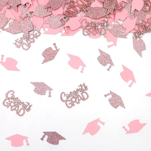 200PC Rose Gold Graduation Confetti - Class of 2026 Table Decorations