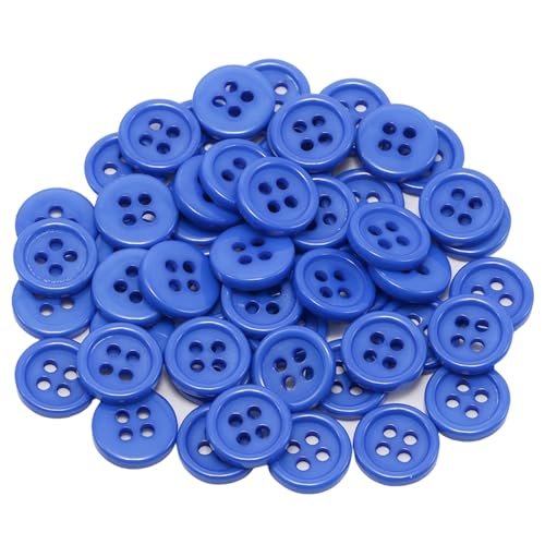 Lilaly Royal Blue Resin Buttons 10mm 4-Hole Round Sewing Craft Buttons 50 Pack