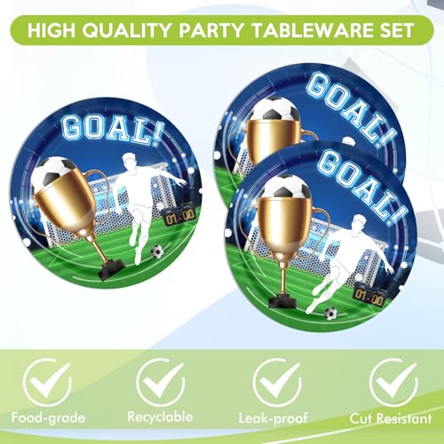 Soccer Party Supplies Set - 40 PCS Disposable Plates & Napkins