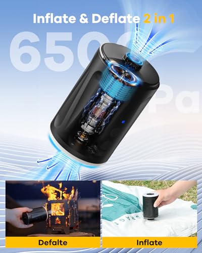 ZHENGXOO Portable Electric Air Pump with Camping Light & 4 Nozzles