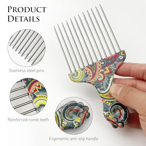 Zoolinn Stainless Steel Hair Pick Comb for Afro and Curly Hair