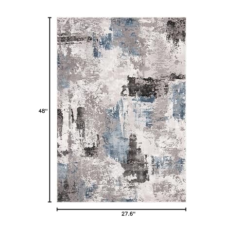 SAFAVIEH Craft Collection Accent Rug - 2'3" x 4', Grey & Blue, Modern Design, Non-Shedding & Easy Care, Ideal for High Traffic Areas in Entryway, Living Room, Bedroom (CFT820F)