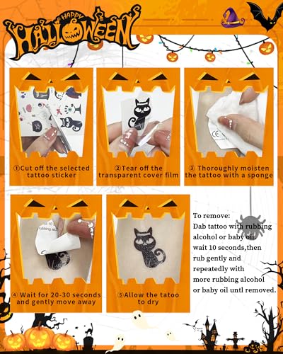Greingways Luminous Halloween Temporary Tattoos Party Favors for Kids
