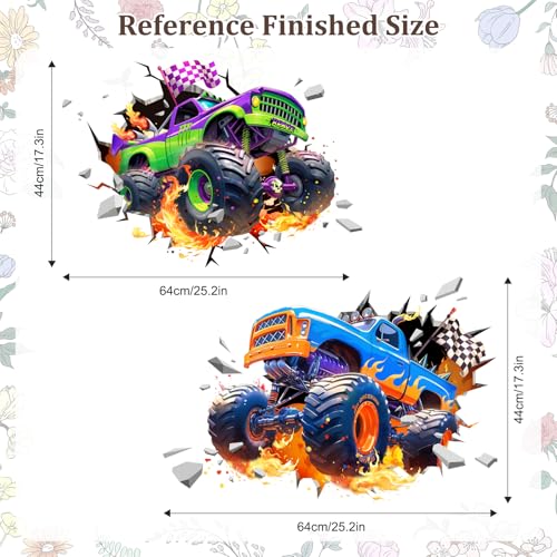 Racing Car Wall Decal - 3D Truck Breakthrough Art for Kids