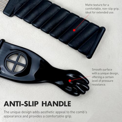 Metal Afro Comb Set - 2PCS Hair Pick with Black Fist Design