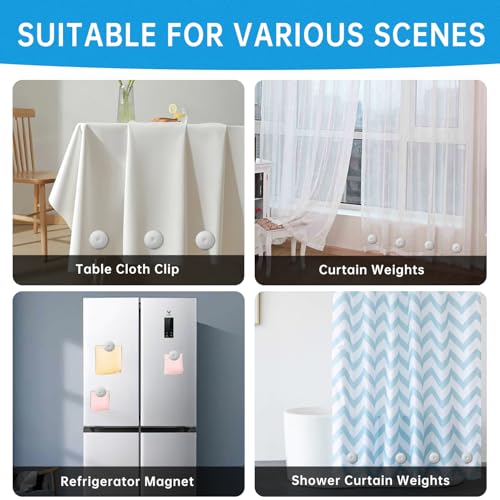 MtMinn Shower Curtain Weights - Waterproof Silicone Magnetic Clips (4 Pairs)