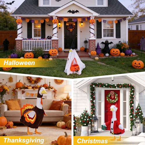 Holiday Porch Goose Outfit Set - 12 Seasonal Costumes for 23-Inch Lawn Geese