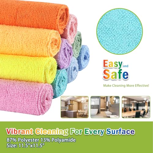 AIDEA Microfiber Cleaning Cloths - 20 Pack, Lint-Free, 11.5"x11.5"