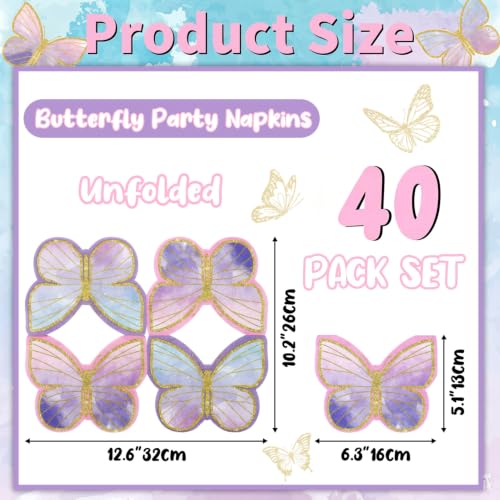 Butterfly Party Napkins 40pcs Floral Spring Table Decorations