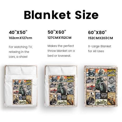 Cool Motorcycle Throw Blanket, Soft Flannel Fleece Gift for Riders 60"x50"