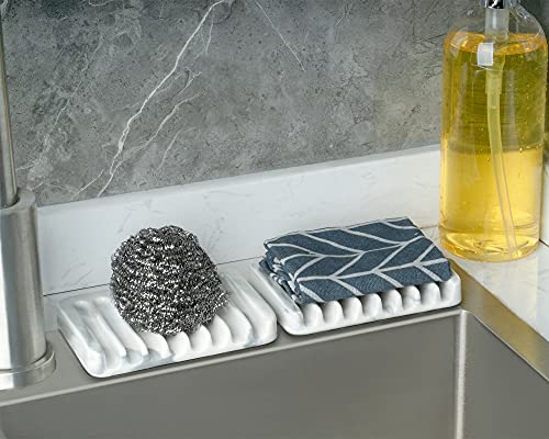 White Ceramic Soap Dish with Drainage for Shower & Sink