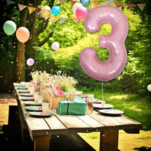 40 Inch Pastel Pink Number 3 Balloon - Large Foil Decoration
