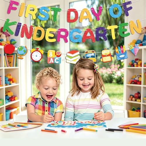 First Day of Kindergarten Banner - Vibrant Back to School Decor