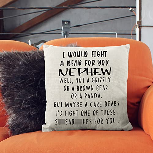 Nephew Gifts Pillow Cover - Funny 18x18 Decorative Cushion Case