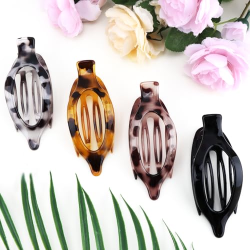 Atoden Flat Hair Claw Clips Large Non-Slip Duckbill Barrettes 4Pcs