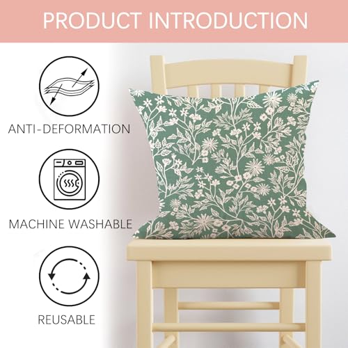 Floral Decorative Throw Pillow Covers - 18x18 Set of 2