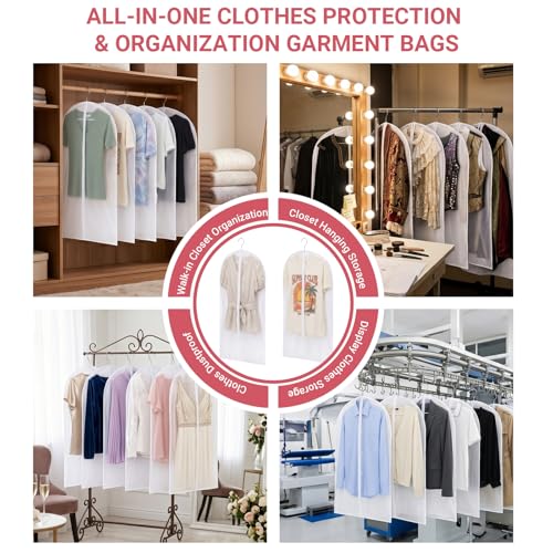 2 Pack Translucent Garment Bags 24x39 Inch for Travel & Storage
