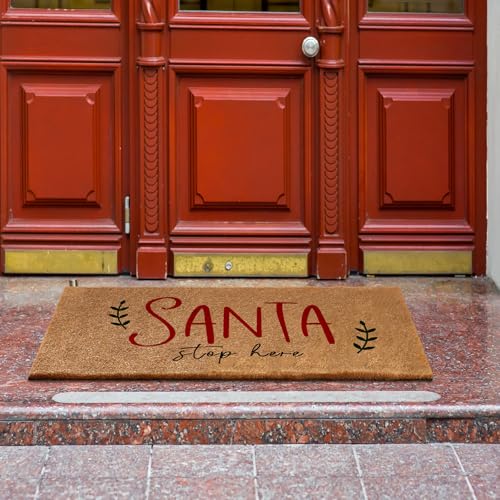 Christmas Welcome Coir Doormat - 16.9 x 30.3 Inch Non-Slip Holiday Decor