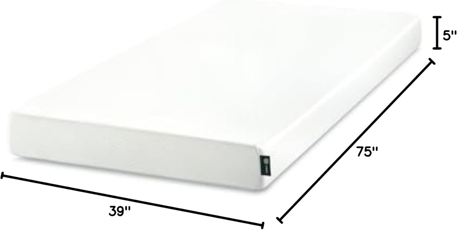 Zinus 5 Inch Twin Green Tea Memory Foam Mattress - Medium Firm, Zoned Pressure Relief, Safe & Fiberglass Free