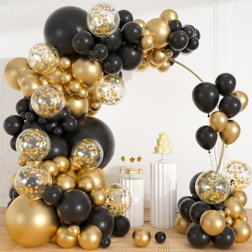 Black and Gold Balloon Garland Arch Kit - 113pcs Set