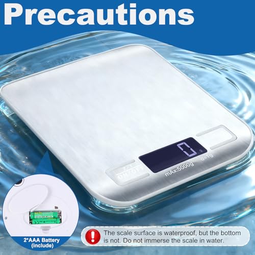 Girwu Digital Kitchen Scale - 11lb Stainless Steel Food Weight Scale (Grey)