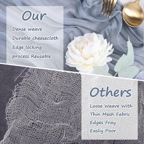 4 Pack Dusty Blue Cheesecloth Table Runner 10 FT Boho Semi Sheer Rustic Fabric